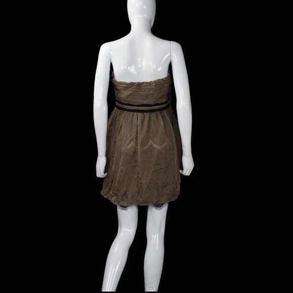 Miss Minuet Brown Black Lace Tulle Mini Prom Dress - Picture 2 of 3